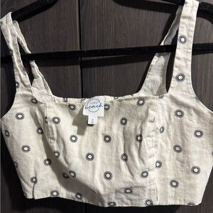 LOFT Cream and Black Patterned Crop Top & skirt 2 piece set